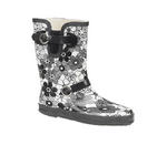 View Item Black & White Flower Print Eileen Short Wellies